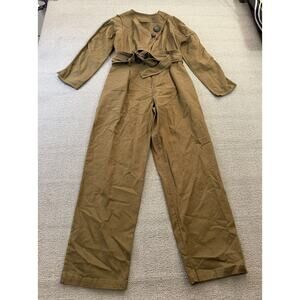 SEA New York Women's Button-Front Brown Wide Leg Jumpsuit